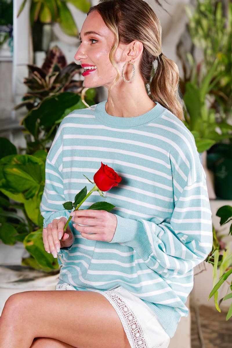 Crew Neck Balloon Long-Sleeve Knit Sweater Top