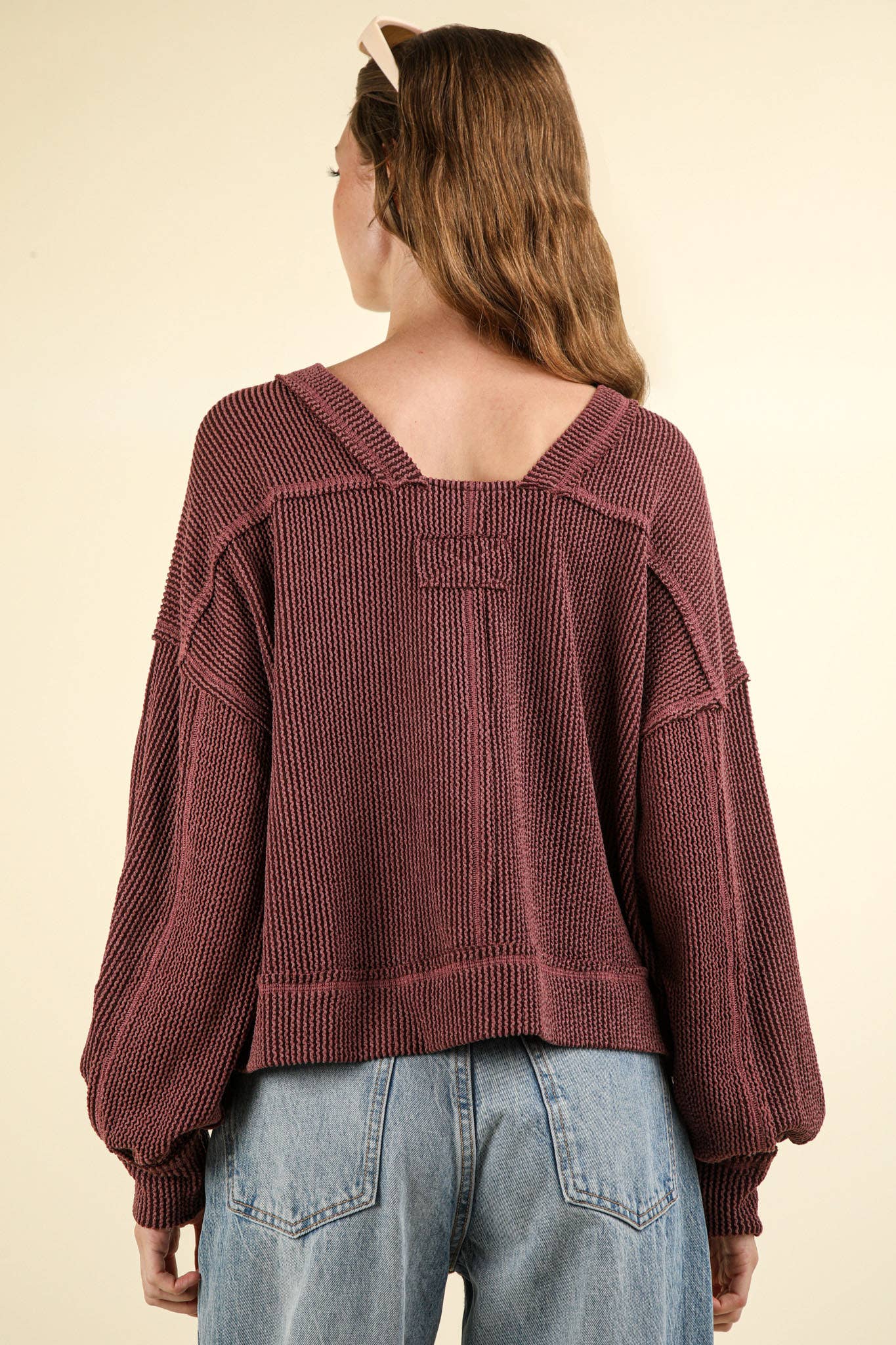 US Two Tone Otto Ribbed Oversized Soft Comfy knit Top