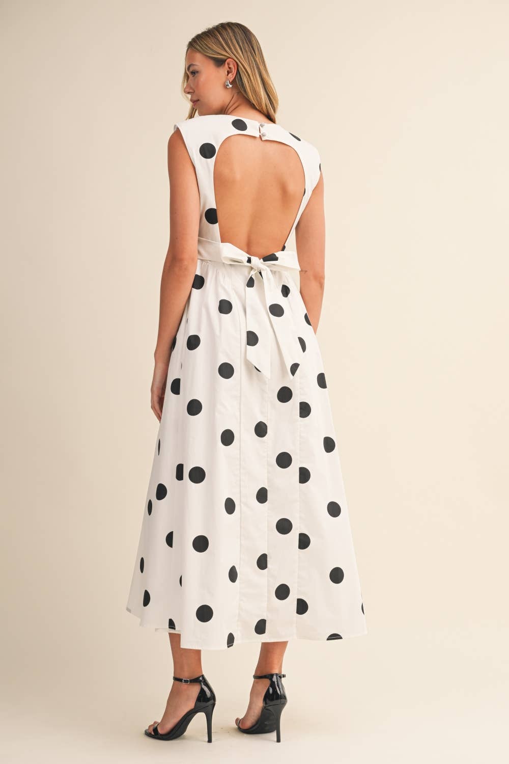 SLEEVELESS POLKA DOT MIDI DRESS