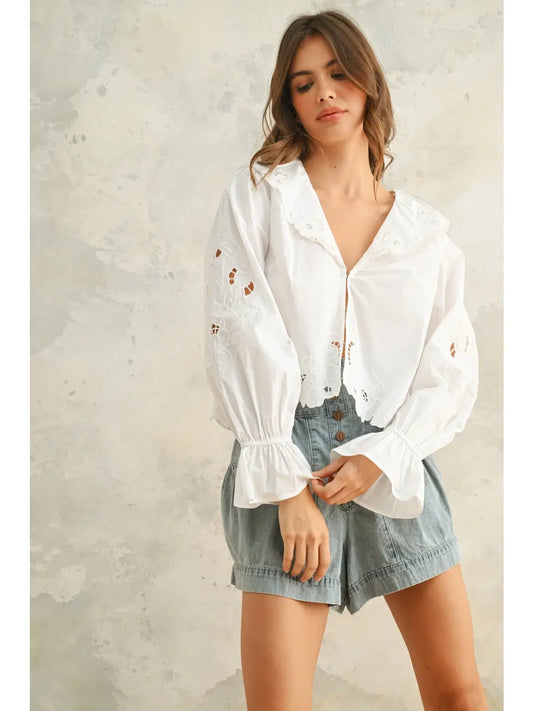 Eyelet detail blouse