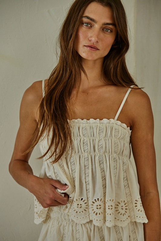 Woven eyelet top