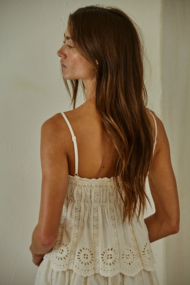 Woven eyelet top