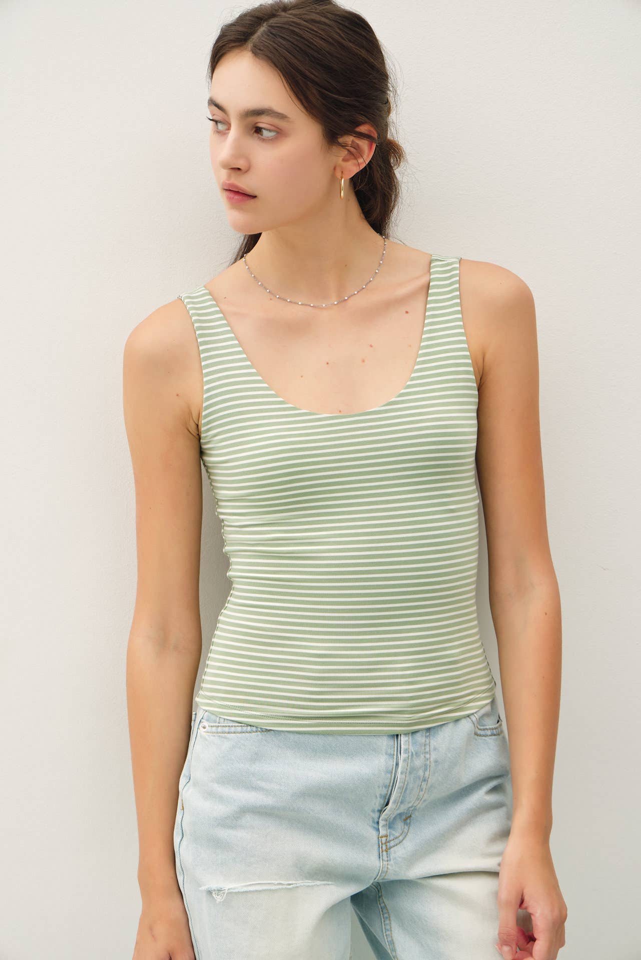 ULTRA SOFT DOUBLE LINED STRIPED TANK
