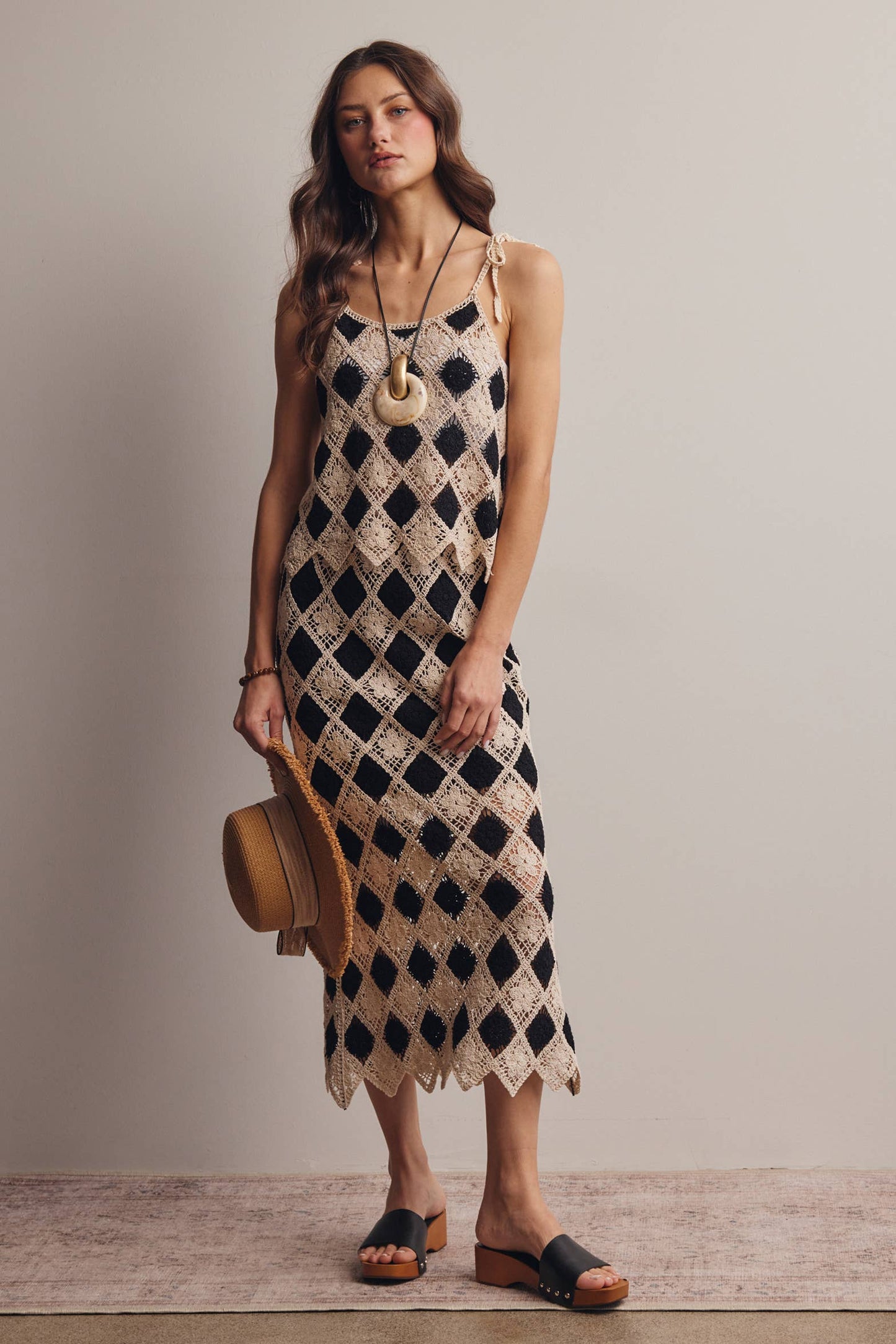 Crochet Diamond Midi Skirt
