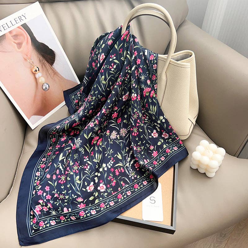 Fresh Floral Print Headscarf Square Scarf MK2BLW6W6NSI07