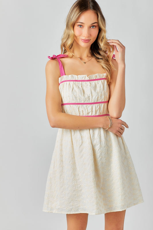 Floral embroidered mini dress