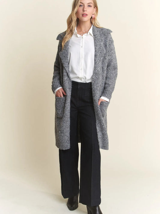 Wide collar sweater cardigan