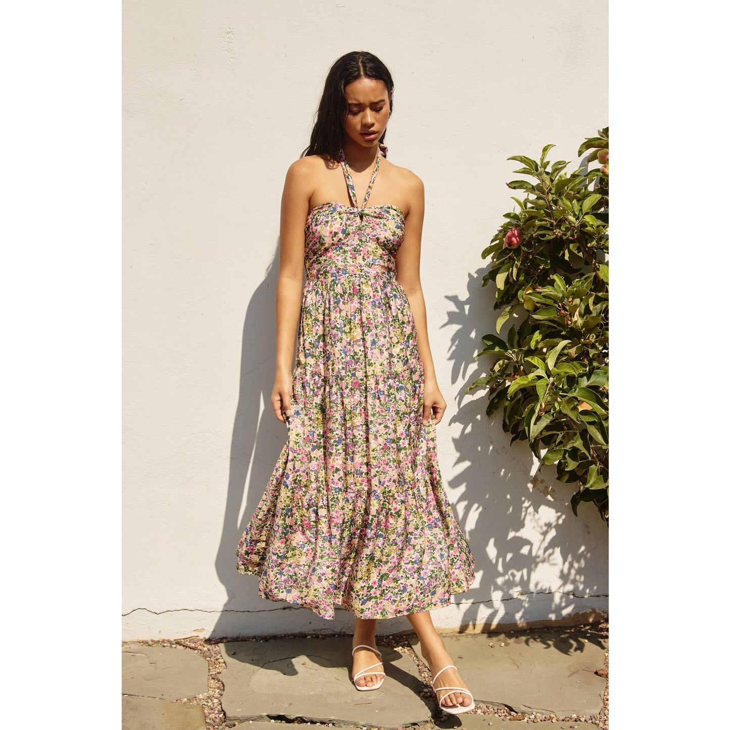 Morning floral halter neck dress