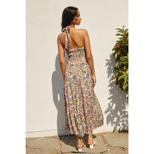 Morning floral halter neck dress