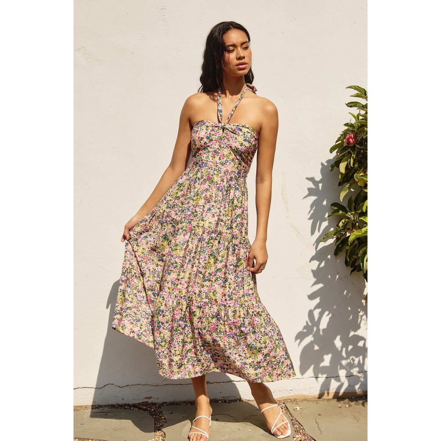 Morning floral halter neck dress