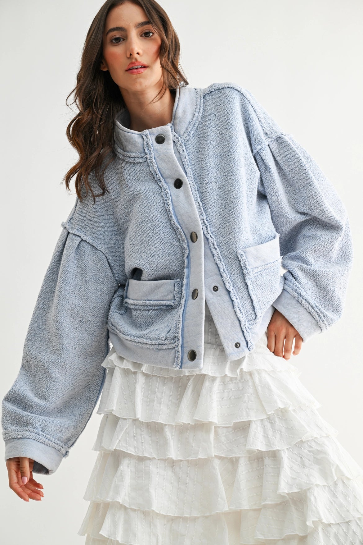 Textured button up jacket