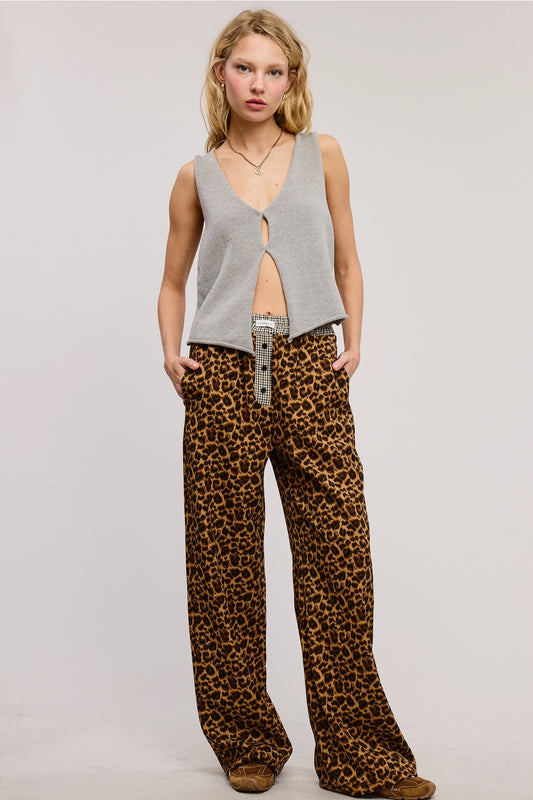 Leopard contrast pants