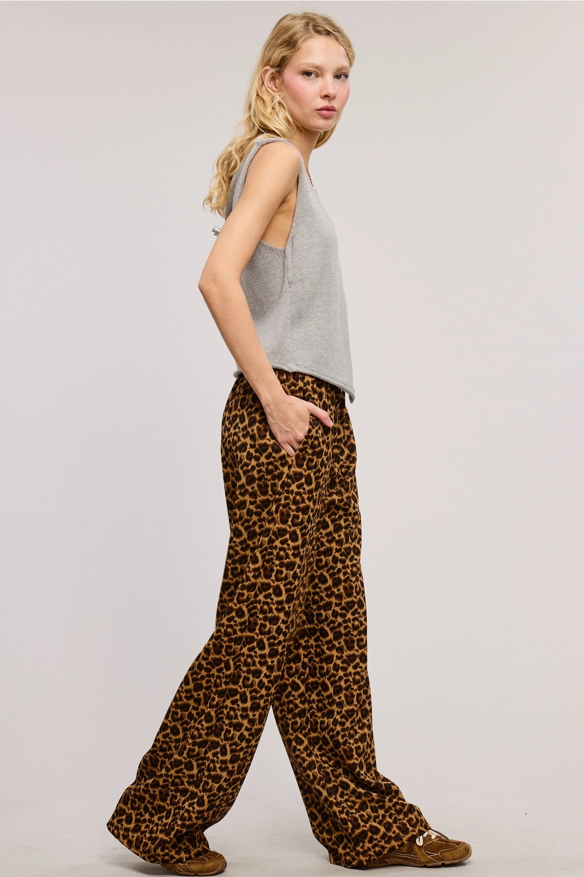 Leopard contrast pants