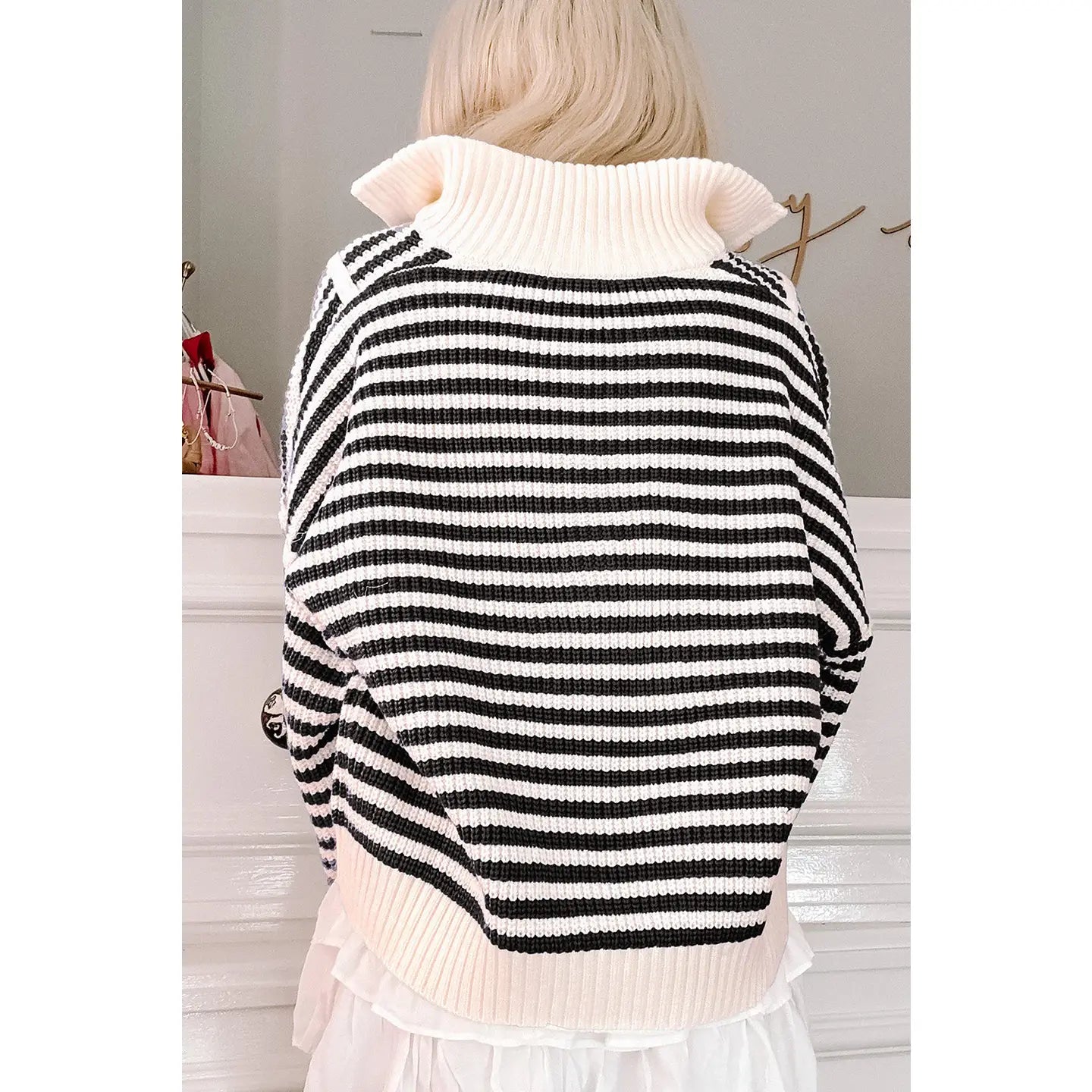 Stripe zip up pullover