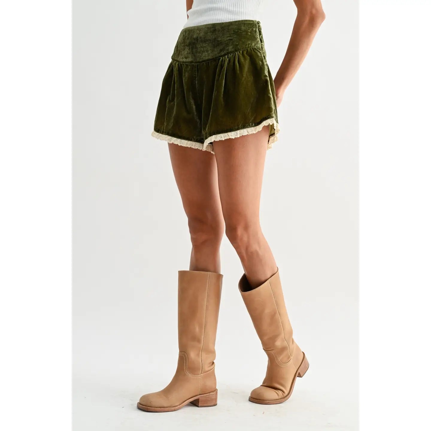 Velvet high waist shorts